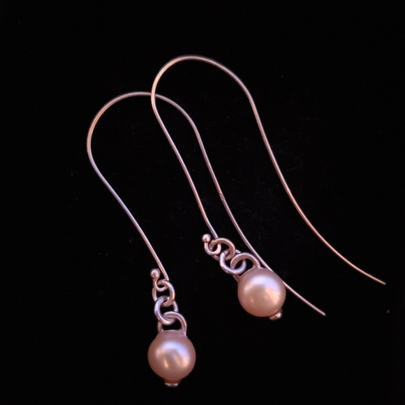 Silver 925 drop pearl earrings - Picture 3 of 8